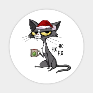 Grumpy christmas cat Santa hat Magnet